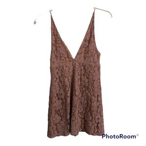 NWOT Free People Pink Lace Velvet Mini Dress Size 4